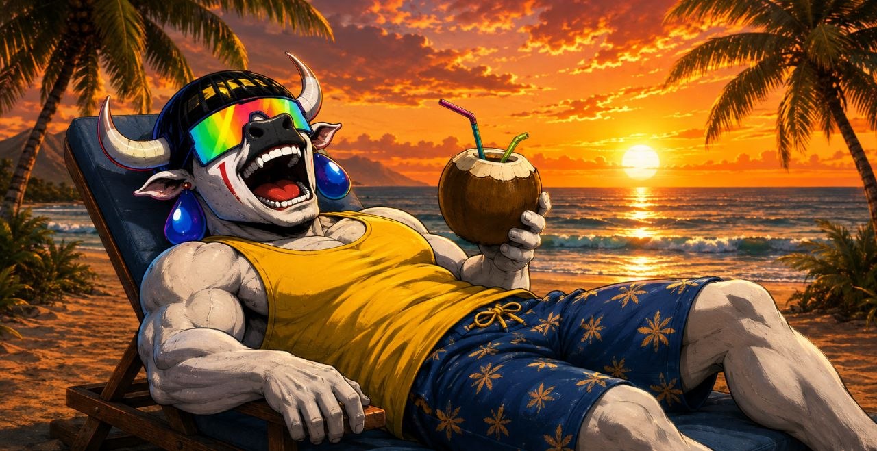 The bull on the beach