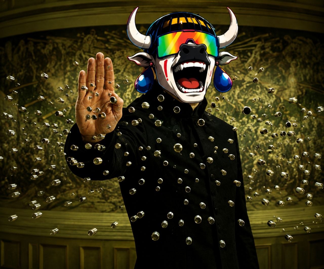 The bull stopping bullets